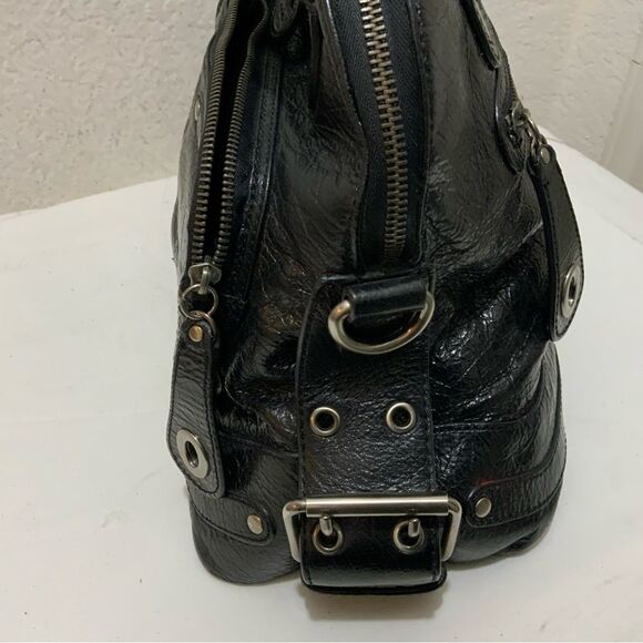 Hype Women's Black Soft Leather Studded Tote Satchel hobo bag - Picture 10 of 15